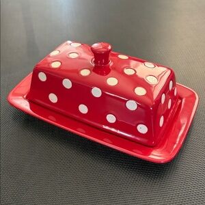 Creative CO-OP butter dish red polkadot